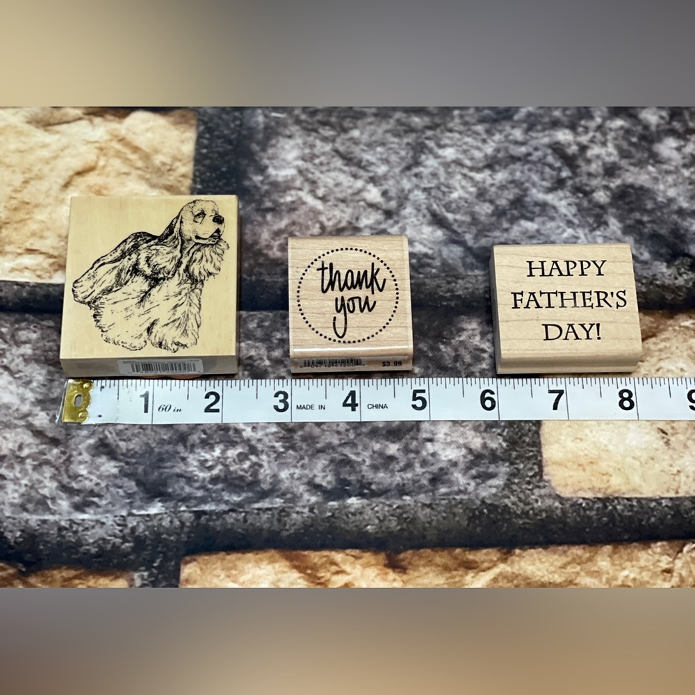 Vintage Stampin Up Fun Filled Wood Mount Rubber Stamps Mixed Theme Dog Thank You - Picture 5 of 10